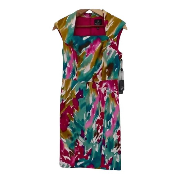 Adrianna Papell Multicolor Sleeveless Bodycon Sheath Mini Dress Size 4 - Picture 1 of 7